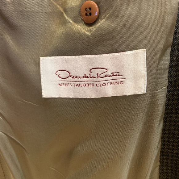 Oscar De La Renta Blazer Men 42R Brown Wool Tweed Two Button Sportcoat  VTG - Picture 4 of 8